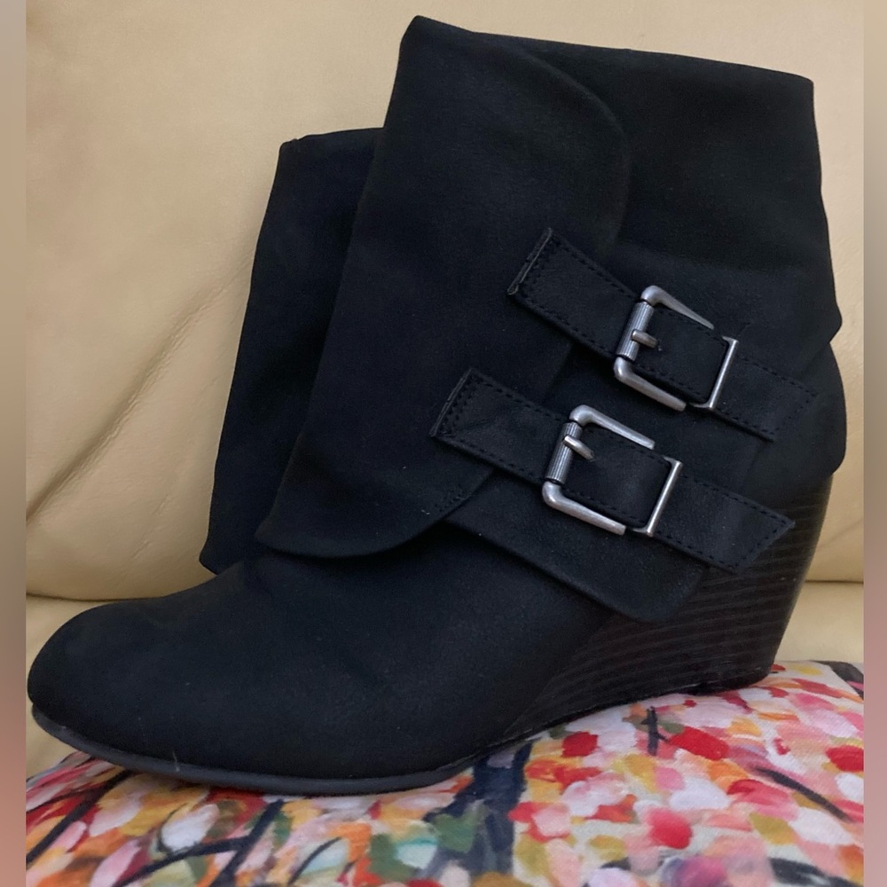Black Wedge Booties that are in great condition and so cute and comfortable!